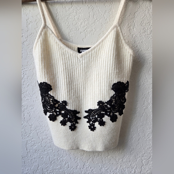 Express Lace Tank Top Knit Wool Blend Sweater Blouse Size Small - Picture 3 of 10